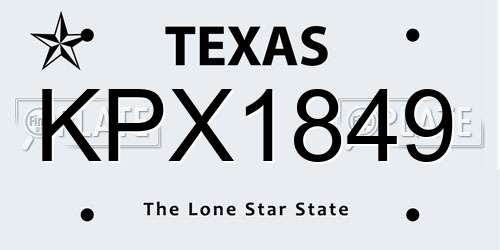 KPX1849 Texas License Plate