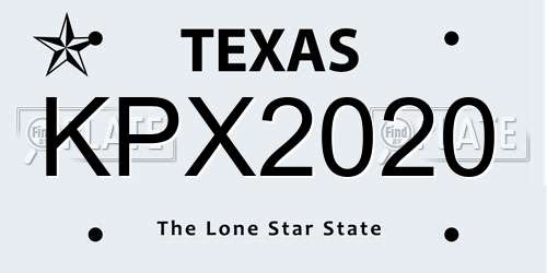 KPX2020 Texas License Plate