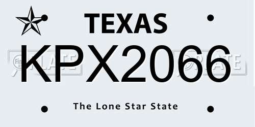 KPX2066 Texas License Plate