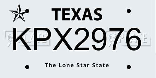 KPX2976 Texas License Plate