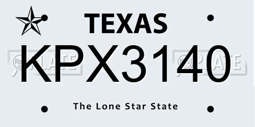 KPX3140 Texas License Plate
