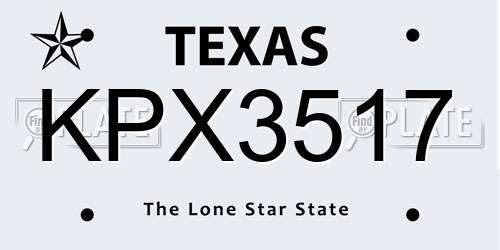 KPX3517 Texas License Plate