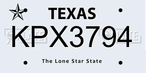 KPX3794 Texas License Plate