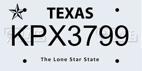 KPX3799 Texas License Plate