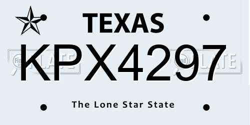 KPX4297 Texas License Plate