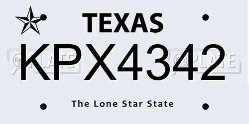 KPX4342 Texas License Plate