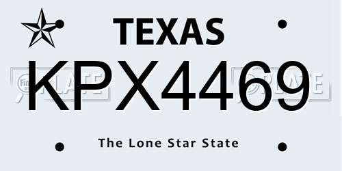 KPX4469 Texas License Plate