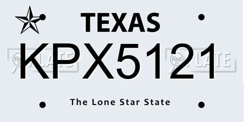 KPX5121 Texas License Plate