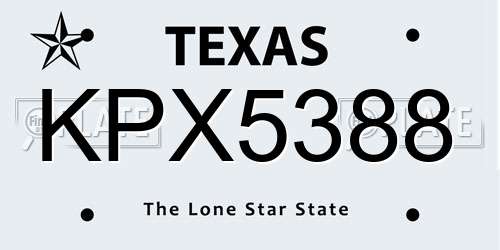 KPX5388 Texas License Plate
