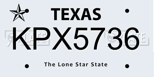 KPX5736 Texas License Plate