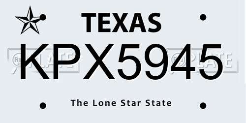 KPX5945 Texas License Plate