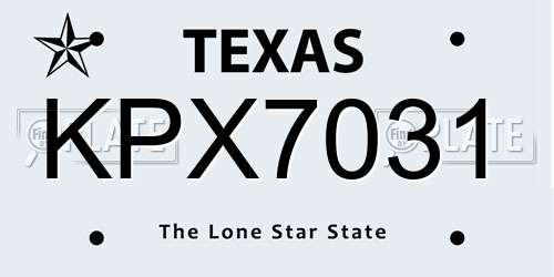 KPX7031 Texas License Plate