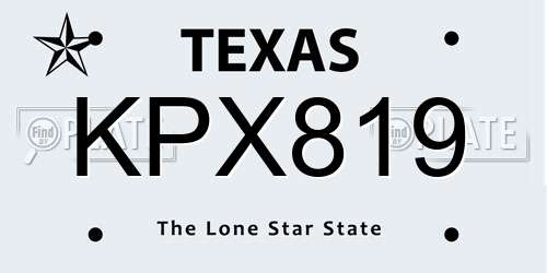 KPX819 Texas License Plate