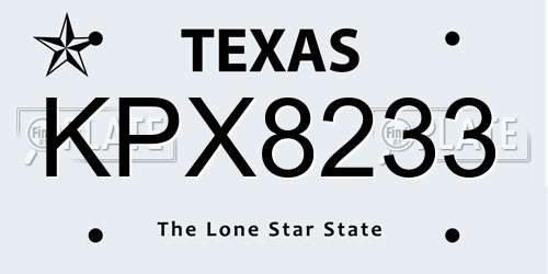 KPX8233 Texas License Plate