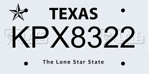 KPX8322 Texas License Plate
