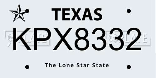 KPX8332 Texas License Plate
