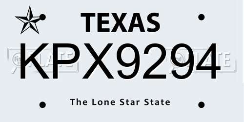 KPX9294 Texas License Plate