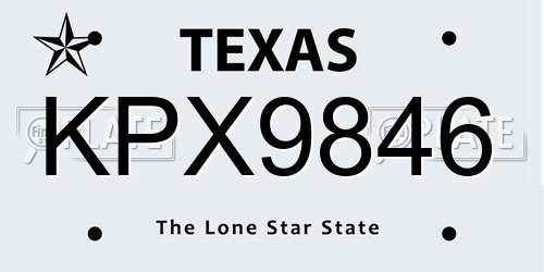 KPX9846 Texas License Plate