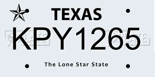 KPY1265 Texas License Plate
