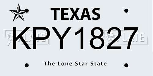 KPY1827 Texas License Plate