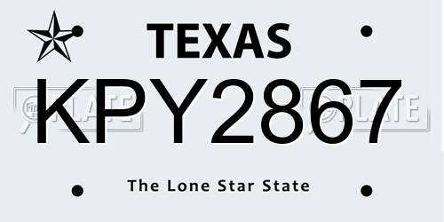 KPY2867 Texas License Plate