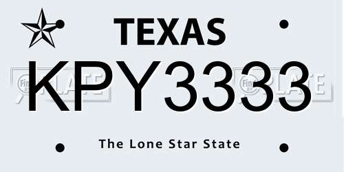 KPY3333 Texas License Plate