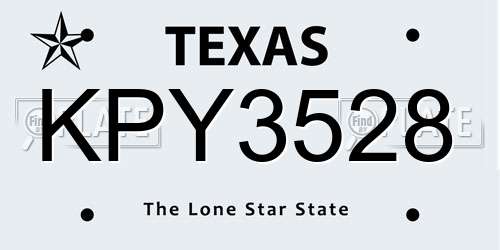 KPY3528 Texas License Plate