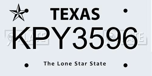 KPY3596 Texas License Plate