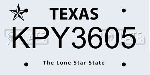 KPY3605 Texas License Plate