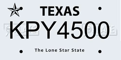 KPY4500 Texas License Plate