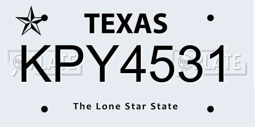 KPY4531 Texas License Plate