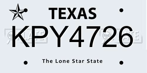 KPY4726 Texas License Plate