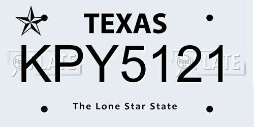 KPY5121 Texas License Plate