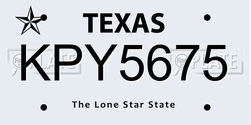 KPY5675 Texas License Plate