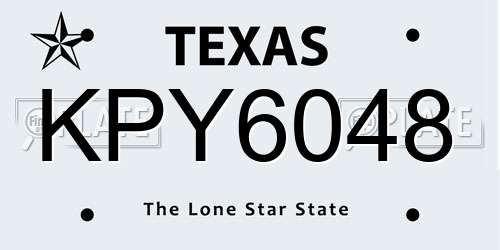 KPY6048 Texas License Plate