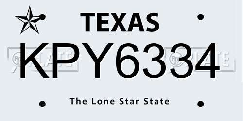 KPY6334 Texas License Plate