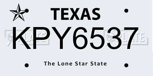 KPY6537 Texas License Plate