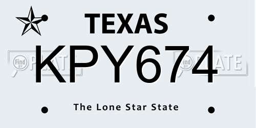 KPY674 Texas License Plate