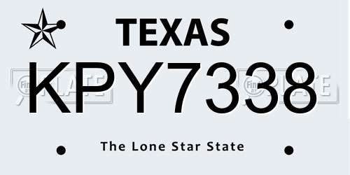 KPY7338 Texas License Plate