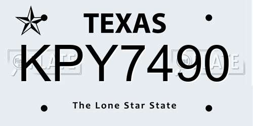 KPY7490 Texas License Plate