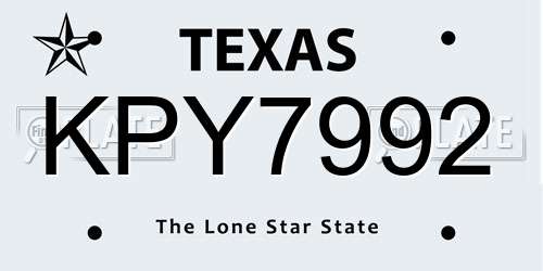 KPY7992 Texas License Plate