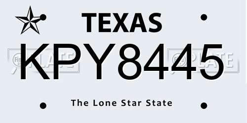 KPY8445 Texas License Plate