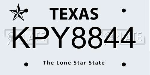 KPY8844 Texas License Plate