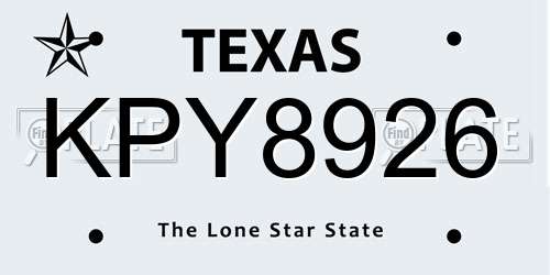 KPY8926 Texas License Plate