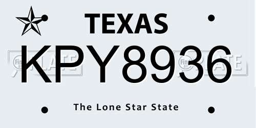 KPY8936 Texas License Plate