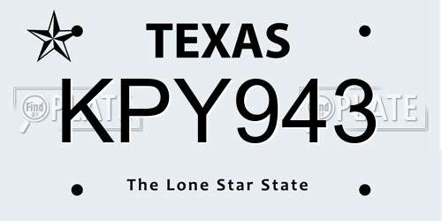 KPY943 Texas License Plate