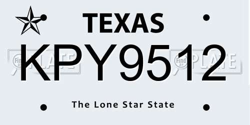 KPY9512 Texas License Plate