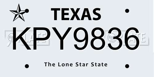 KPY9836 Texas License Plate