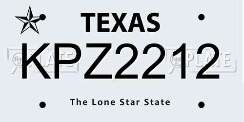 KPZ2212 Texas License Plate