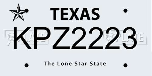 KPZ2223 Texas License Plate